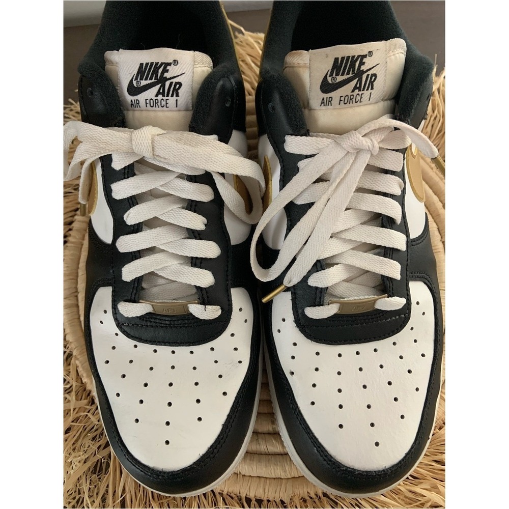 NIKE Men's Air Force One Black White Gold Sneakers Size‎ 10.5 - Picture 4 of 16